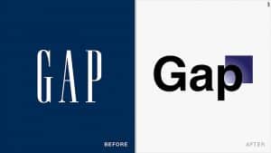 Gap logo, before and after.