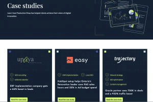 Screenshot of Productive Shop case studies page