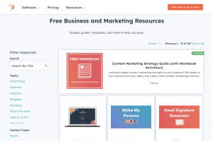 Screenshot of Hubspot website’s ebooks page