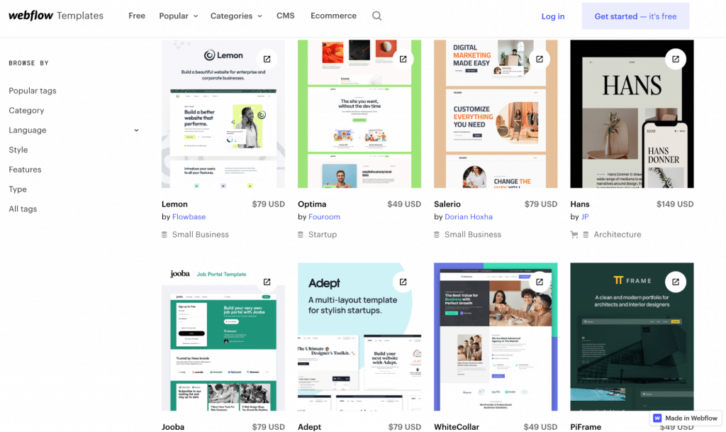 Webflow templates