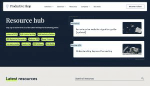 Screenshot of Productive Shop resource center