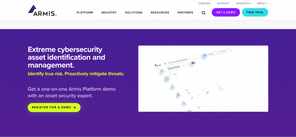 Armis uses modern purple in web design