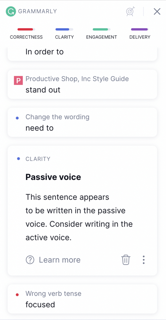 Grammar and punctuation issues per Grammarly writing assistant tool