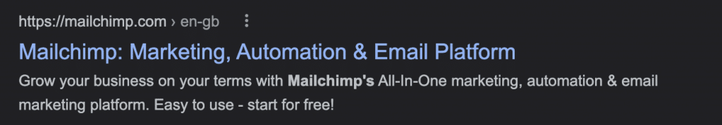 mailchimp homepage meta description