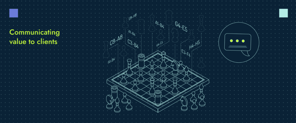 An illustration of a chess board to depict client communication management 