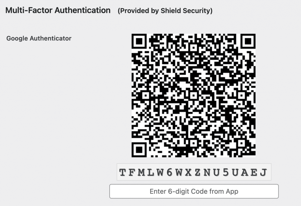 Screenshot shows how to enable multi factor authentication (MFA) in WordPress via Google Authenticator