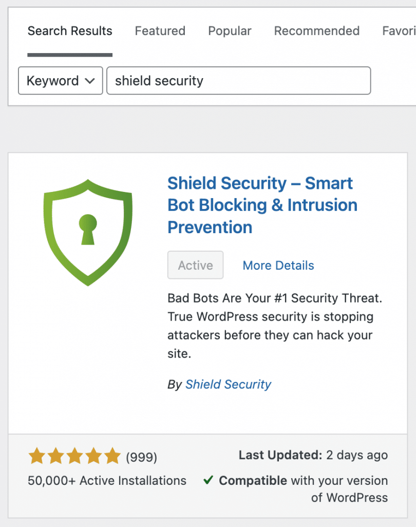 Screenshot shows to install Shield Security on your WordPress website