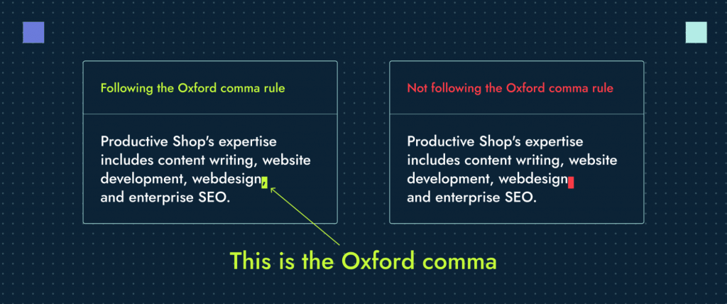 Oxford comma example shows that this serial comma is used immediately before a coordinating conjunction in a list of 3 items