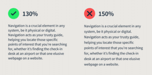 Example of normal and large text leading for short lines of text