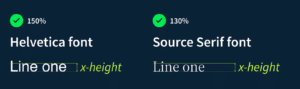 Example of text leading for fonts with different x-height