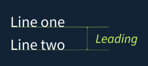 Example of typography leading between two lines of text 