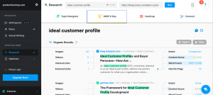 MarketMuse competitor analysis feature displaying websites ranking for the keyword “best domain registrar.”