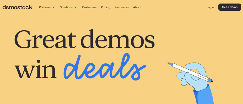 Homepage of Demostack, a sales demo platform