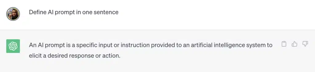 how chatGPT defines AI prompt 