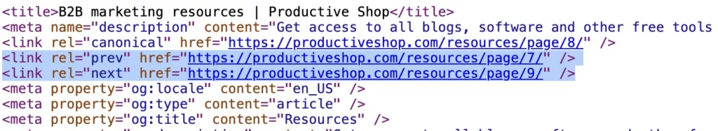 pagination code on productiveshop website