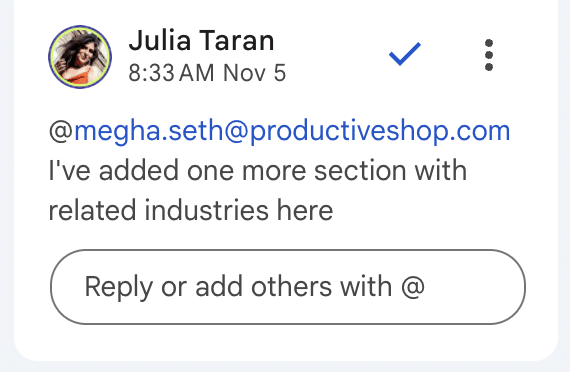 Designer giving feedback in Google Docs for smoother content-design collaboration.