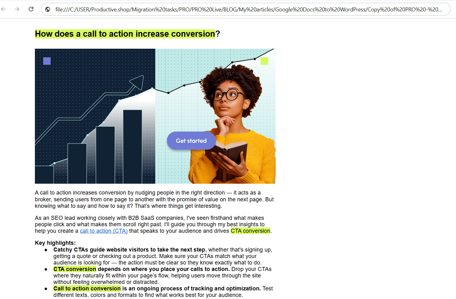 Opening Google Doc text file in a web browser.