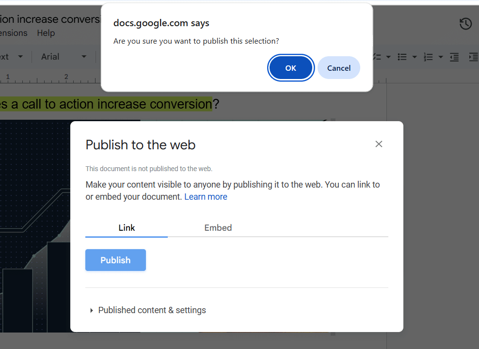 Publishing Google Doc with Embed plugin.