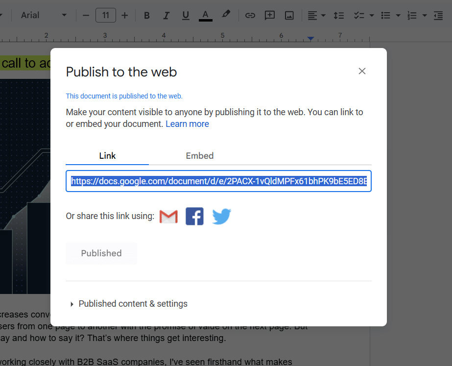 Link of the published post on Google Doc.