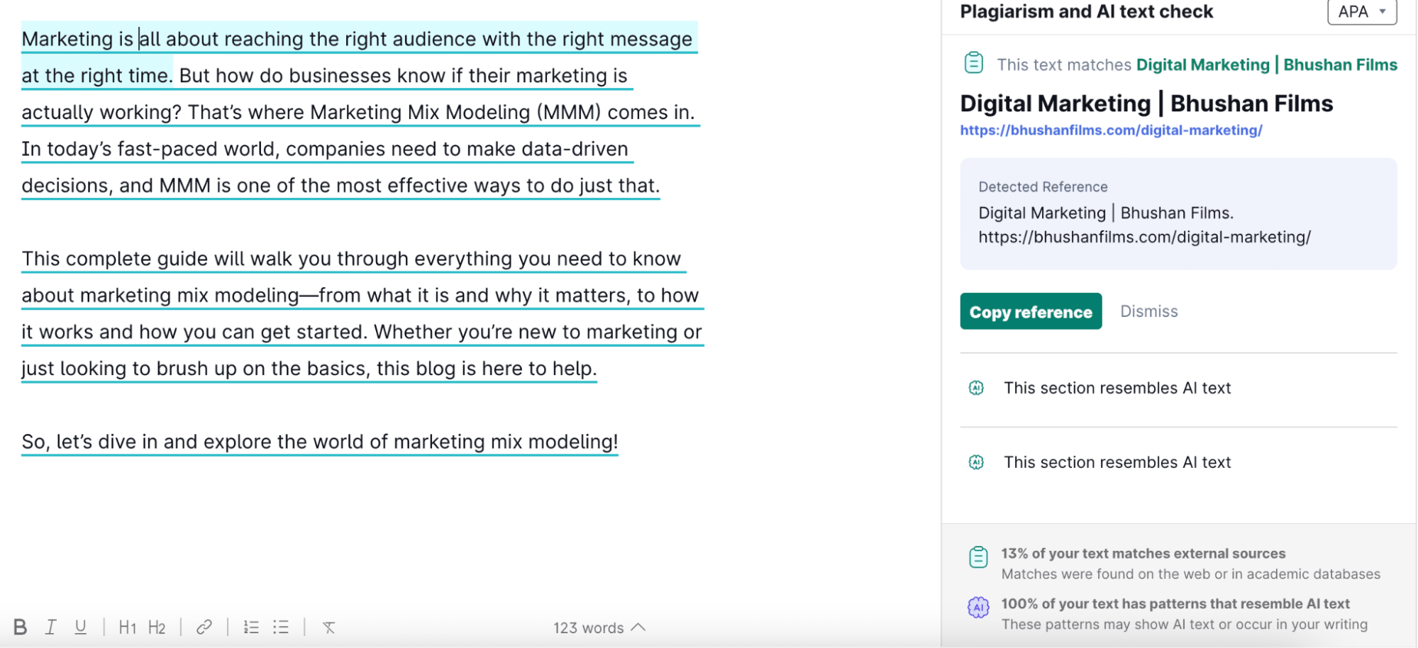 Basic human writing tested by Grammarly AI Detector.