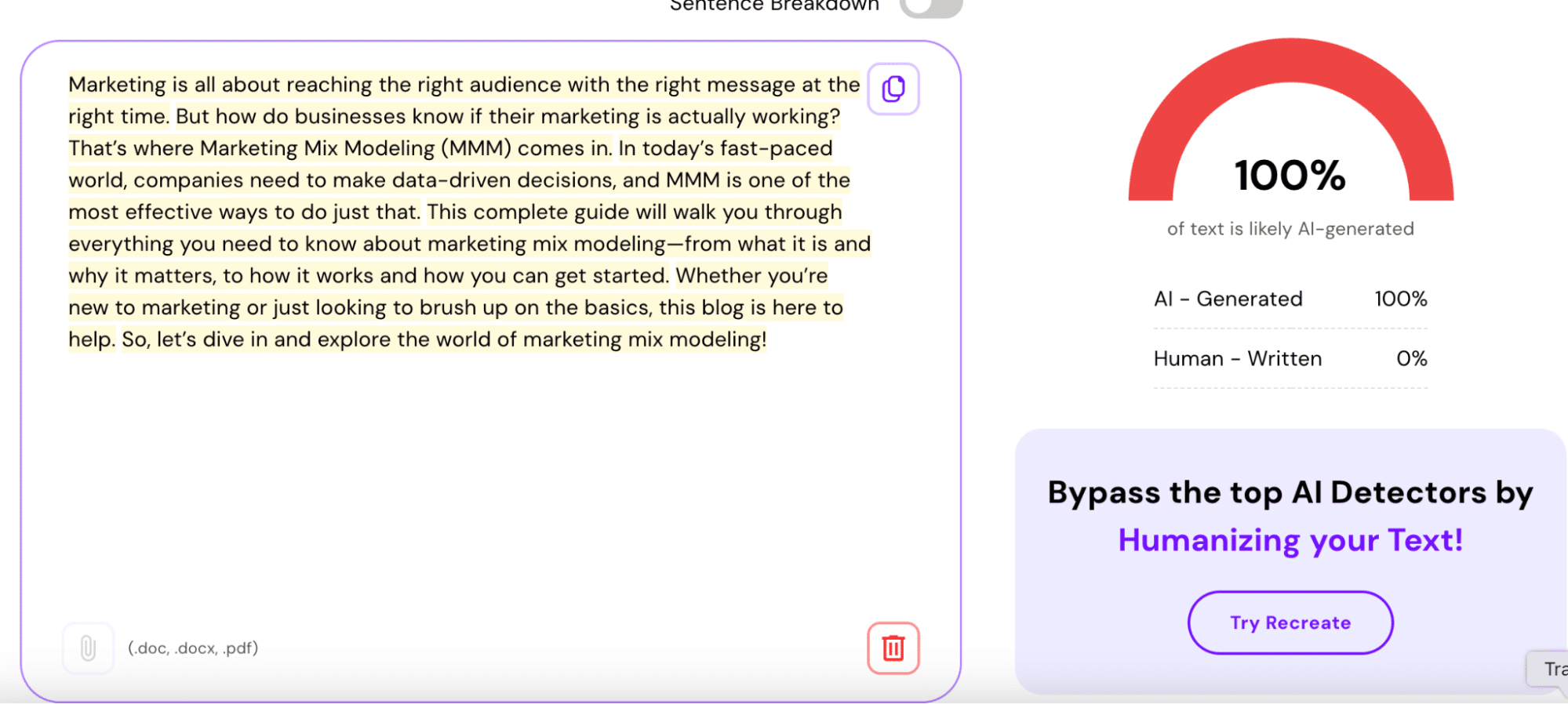 Basic human writing tested by Smodin.