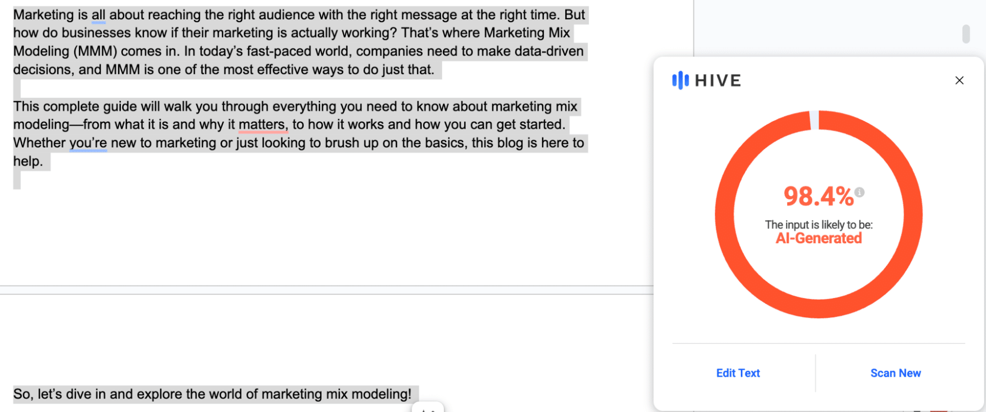 Basic human writing tested by Hive.