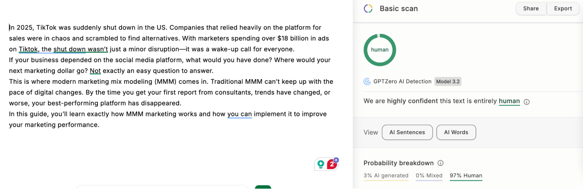Expert human writing tested by GPTZero.