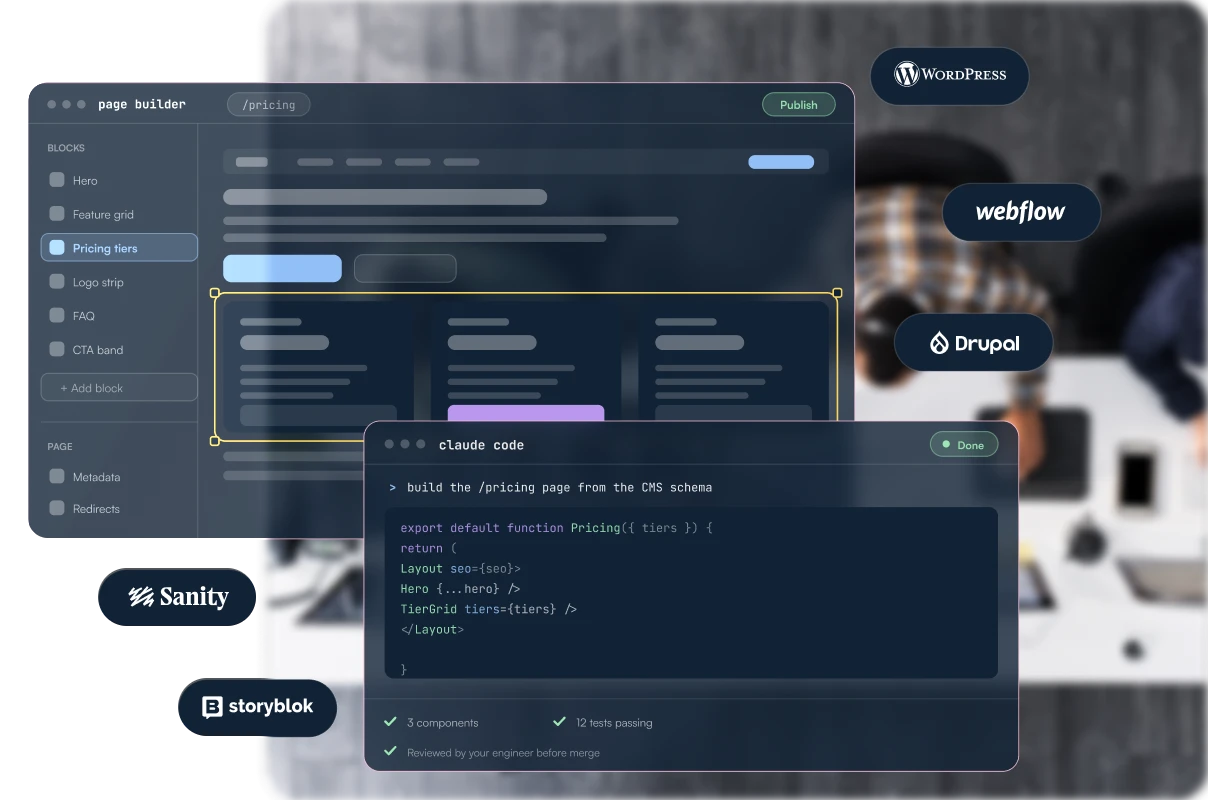 Platform build — page builder and AI-assisted code